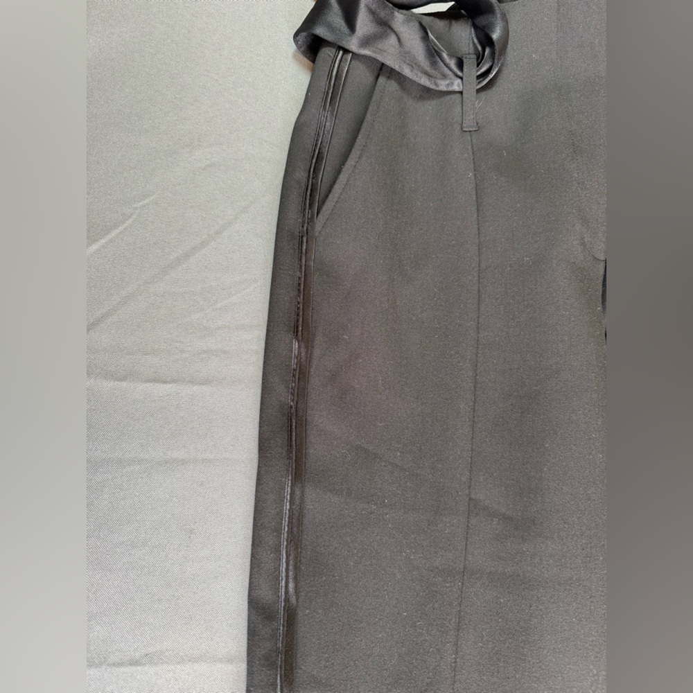 ME+EM Black Tie Waist Cropped Dress Pants Size 12 Satin Stripe Slim Career Chic - Picture 6 of 12